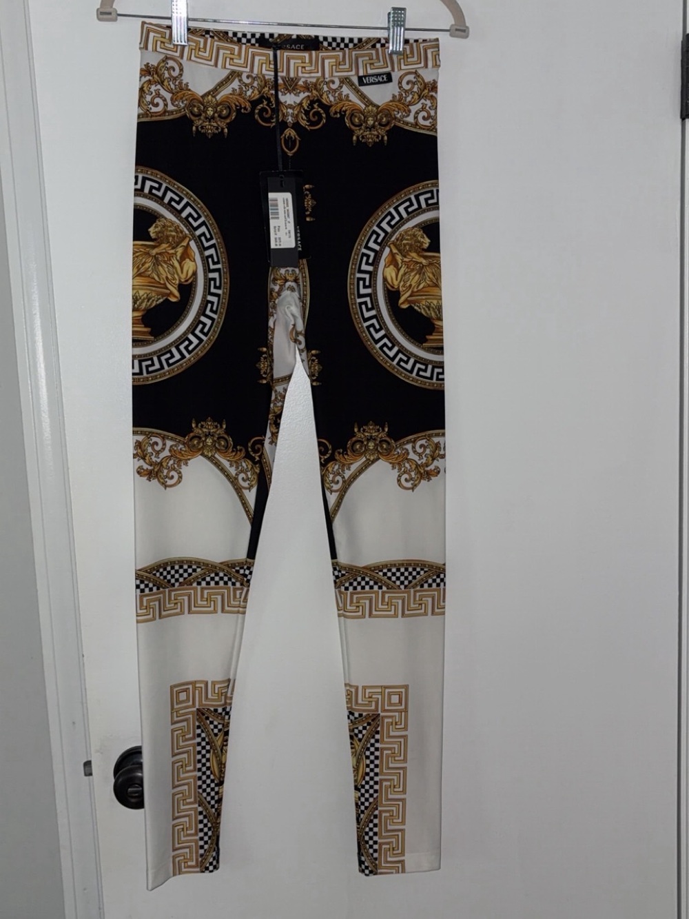 Versace Black White and Gold Baroque Skinny Jeans